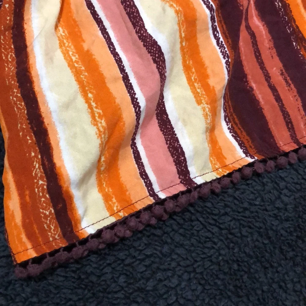 XHILARATION Romper Striped Cold Shoulder with Pom-Pom Trim & Pockets Sz S - Picture 15 of 16